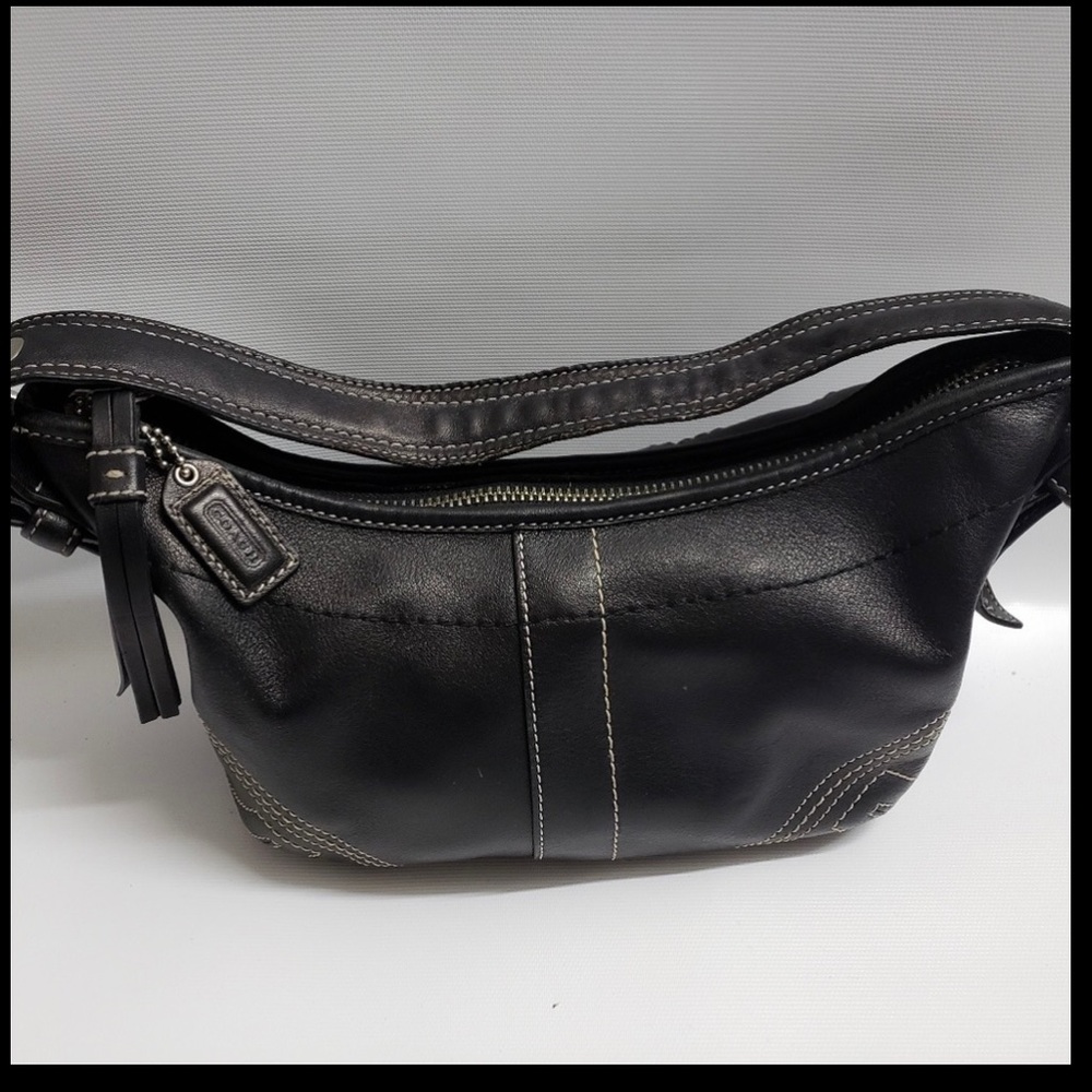 Coach black leather handbag